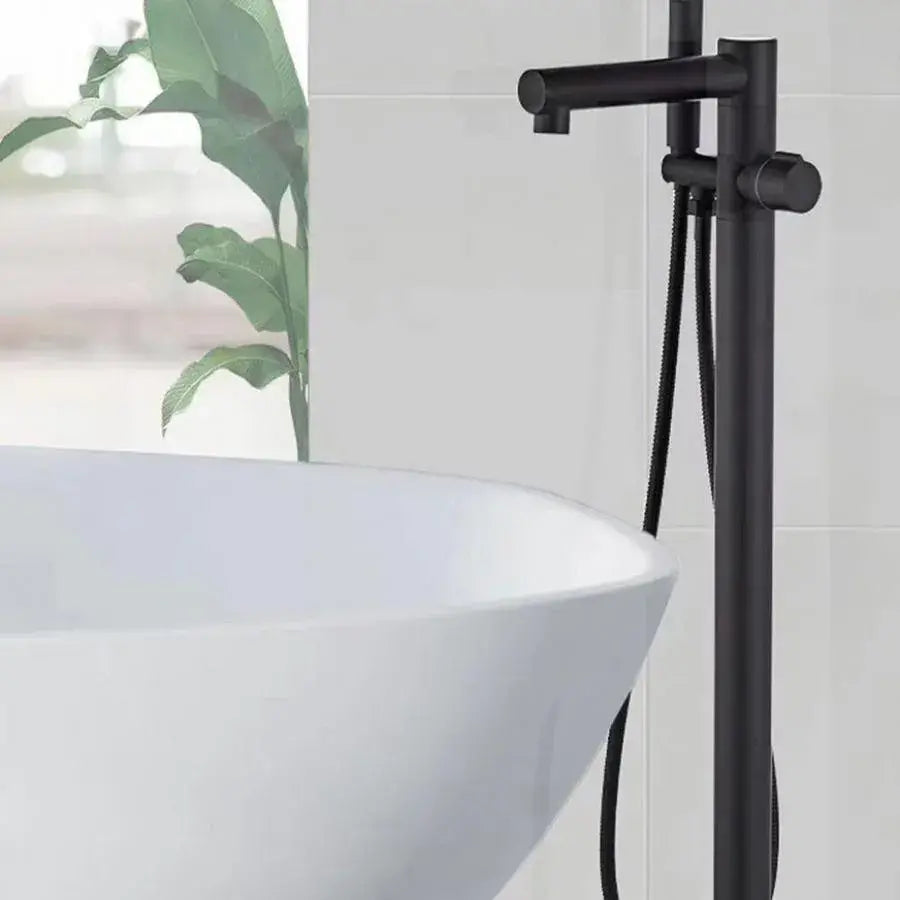 Kran montowany na podłodze, sanitarny mosiądz, czarny, CF2038