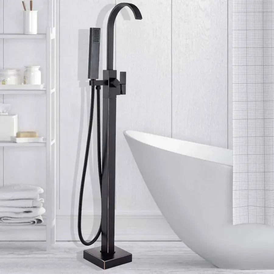 Kran podłogowy z kwadratową ramą, sanitarny mosiądz, czarny, CF2036