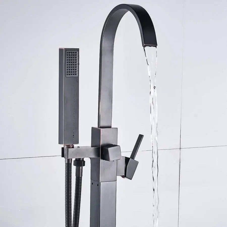 Kran podłogowy z kwadratową ramą, sanitarny mosiądz, czarny, CF2036