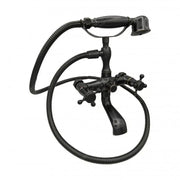 Bateria natryskowa z prysznicem ręcznym i wężem, mosiądz sanitarny, czarny, OD/2048