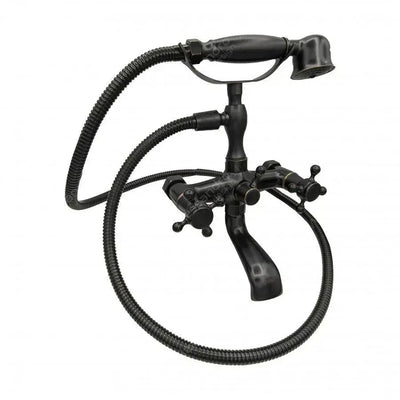 Bateria natryskowa z prysznicem ręcznym i wężem, mosiądz sanitarny, czarny, OD/2048