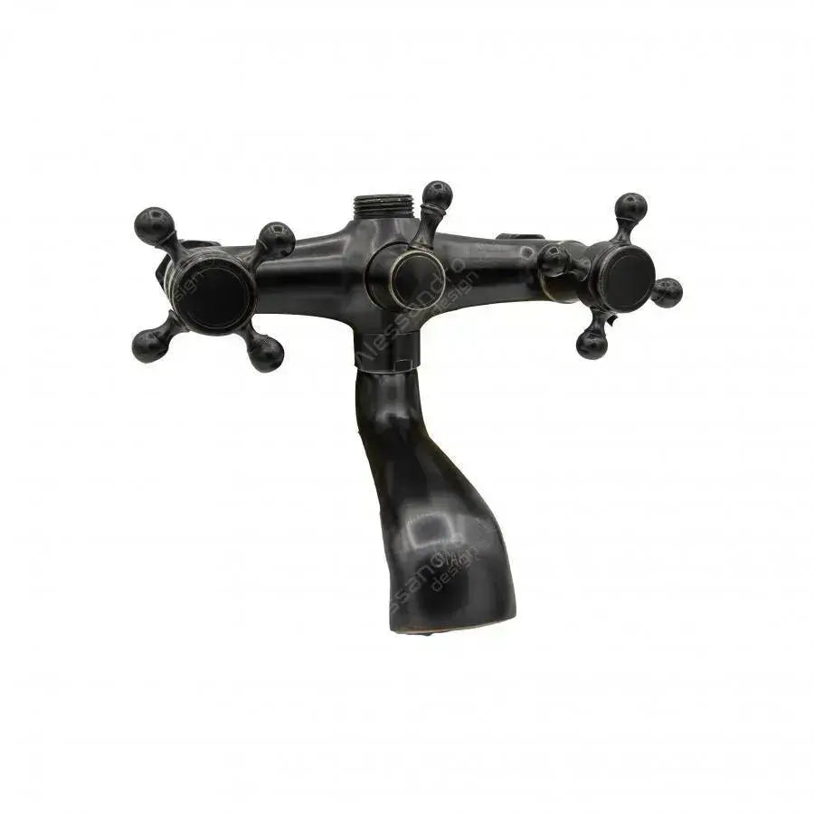 Bateria natryskowa z prysznicem ręcznym i wężem, mosiądz sanitarny, czarny, OD/2048