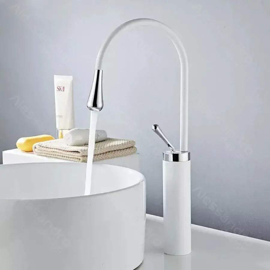 Bateria umywalkowa, sanitarna, mosiądz, biała, WZY/326/A