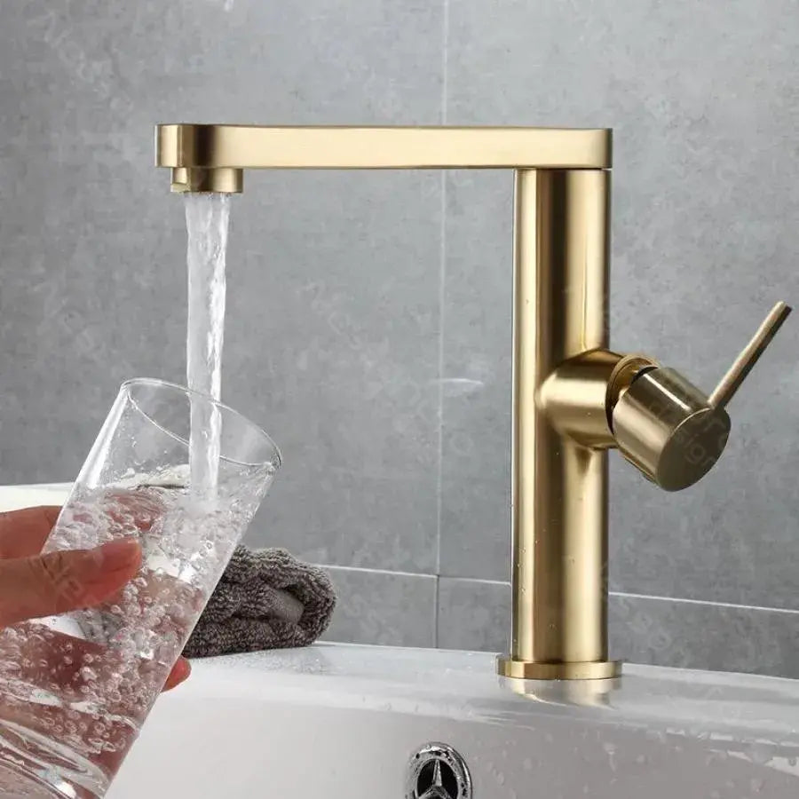 Bateria umywalkowa, mosiądz sanitarny, złoty, 9107D