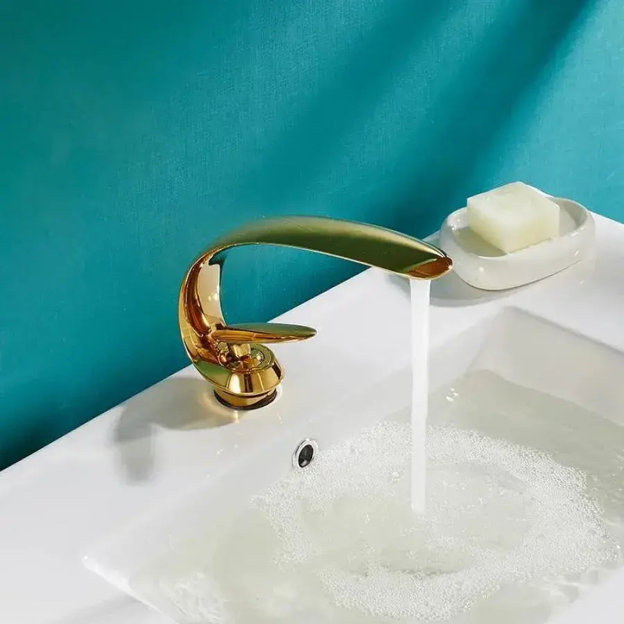 Bateria umywalkowa, mosiądz sanitarny, złoty, OD/2054