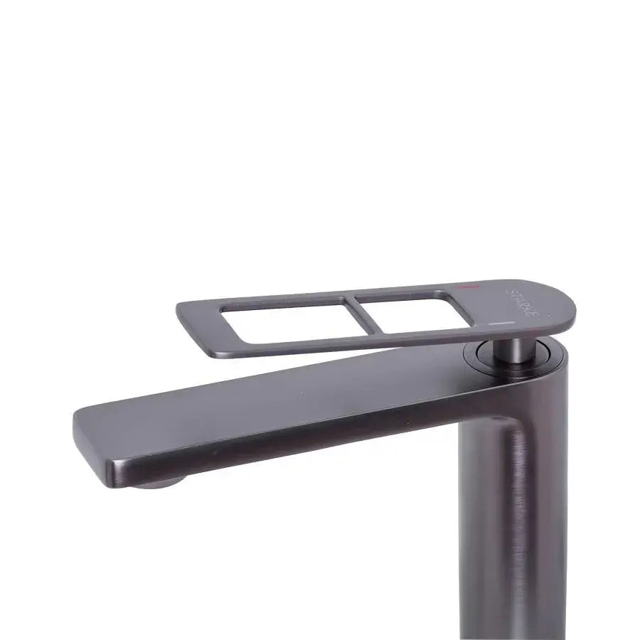 Jednouchwytowa bateria umywalkowa z głowicą ceramiczną, sanitarna, mosiądz, satynowa szarość, w zestawie złączki i zestaw montażowy 9707N