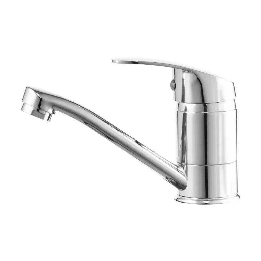 Bateria umywalkowa, wylewka obrotowa, długość 15 cm, głowica ceramiczna, chrom, przyłącze w zestawie