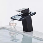 Bateria umywalkowa, stop i szkło, czarny, OD3007