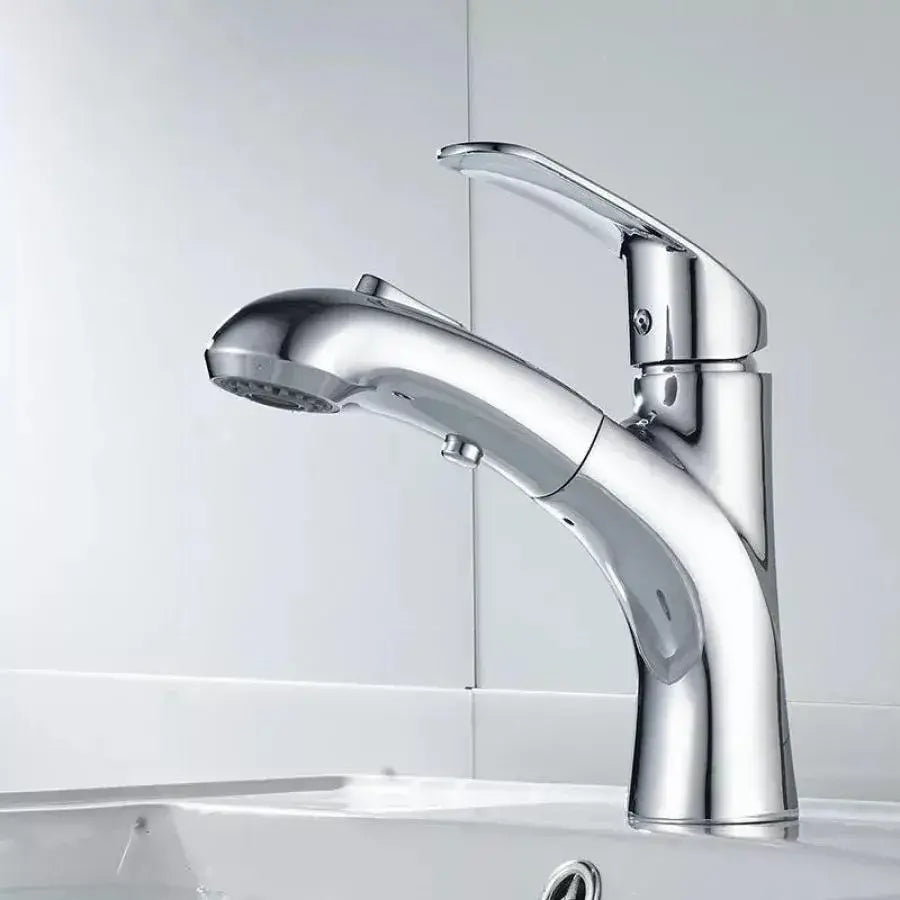 Bateria umywalkowa z wyciąganą wylewką prysznicową, mosiądz sanitarny, chrom, OD/2030