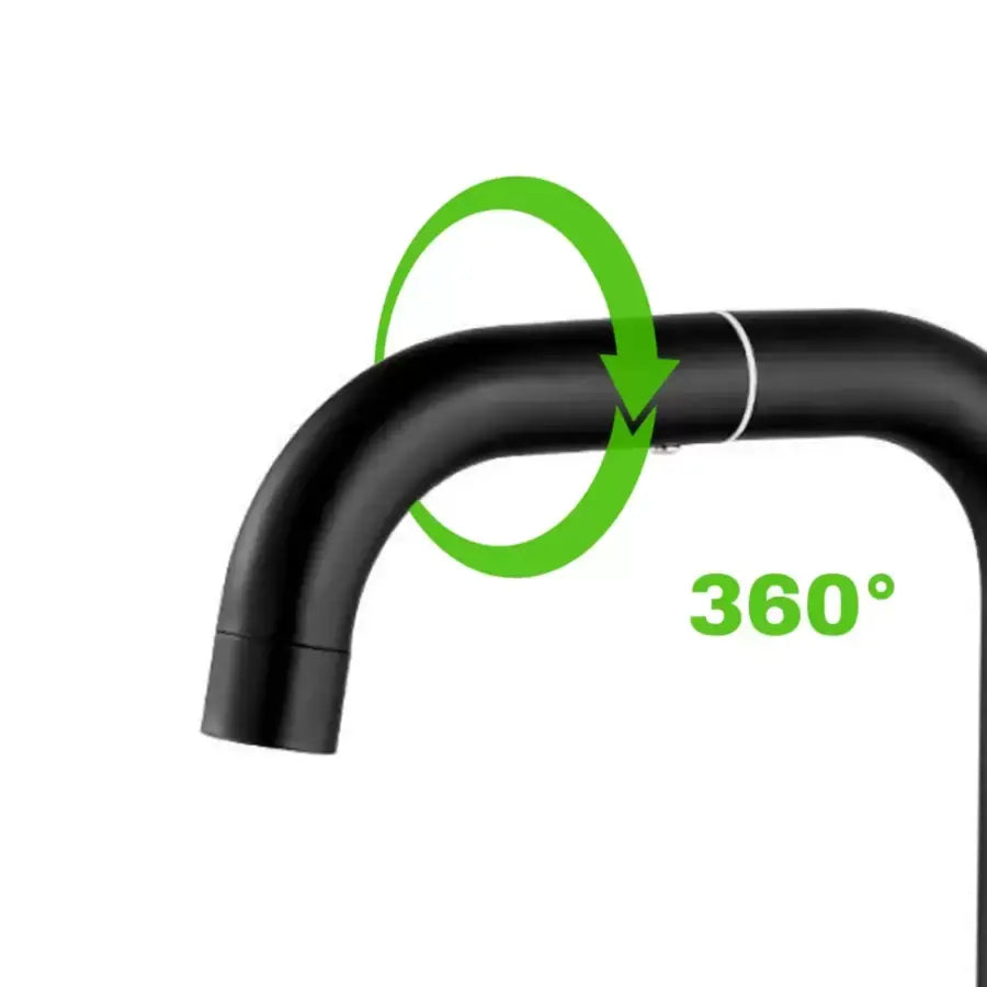 Jednouchwytowa bateria kuchenna/zlewozmywak obrotowy, głowica ceramiczna ze stopu czarnego, satynowa, ze stali nierdzewnej, zestaw montażowy w zestawie CP108