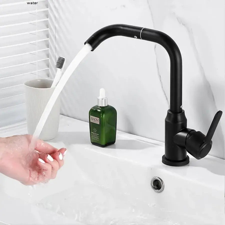 Jednouchwytowa bateria kuchenna/zlewozmywak obrotowy, głowica ceramiczna ze stopu czarnego, satynowa, ze stali nierdzewnej, zestaw montażowy w zestawie CP108