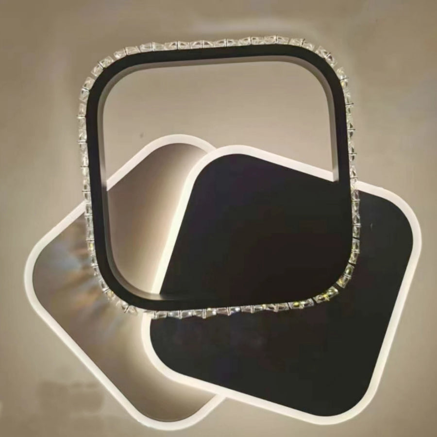 Żyrandol kryształowy LED PRISMIQ 39W, 3 kwadraty, światło zimne/ciepłe/neutralne, czarny