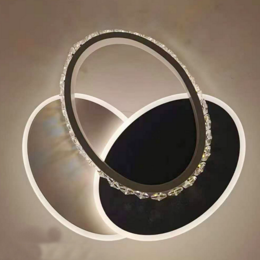 LED żyrandol z prySmiq 28w kryształ, 3 owalny, zimny/gorący/neutralny światło, czarny