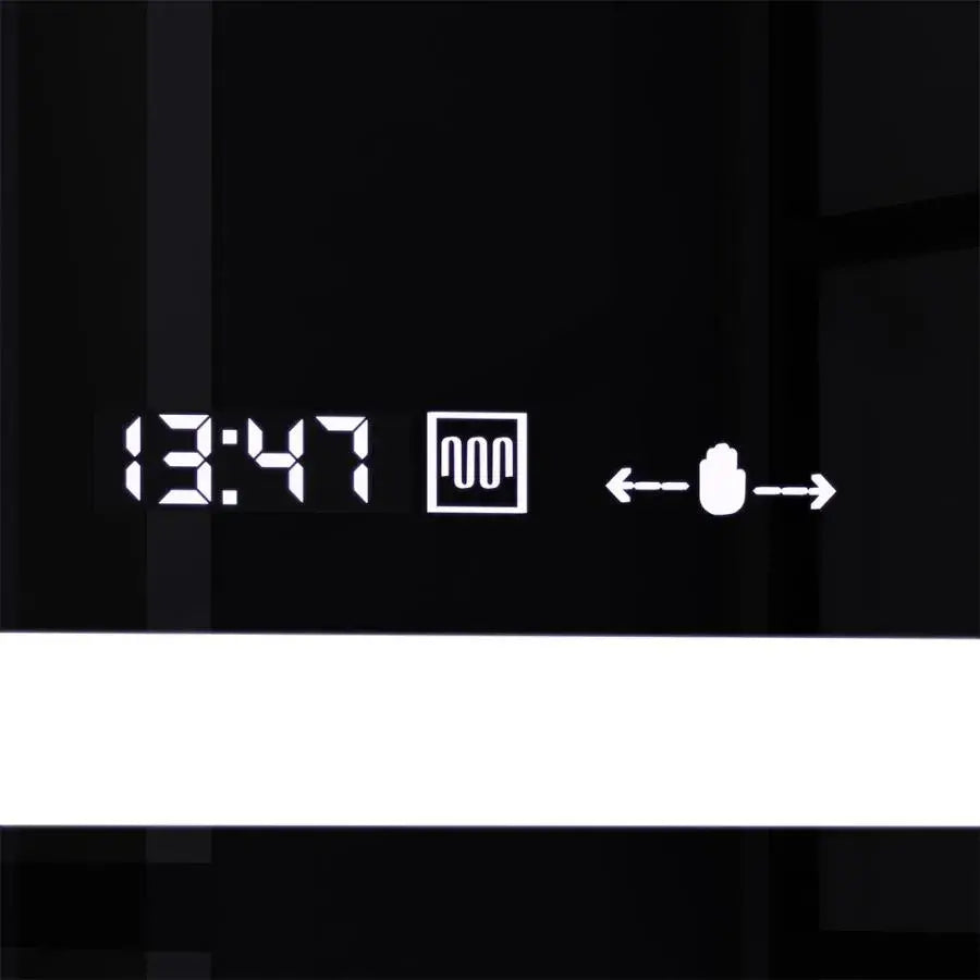 Prostokątne lustro LED, 160x80cm, Motionglow Marcello, de -de -clock, zegar i termometr