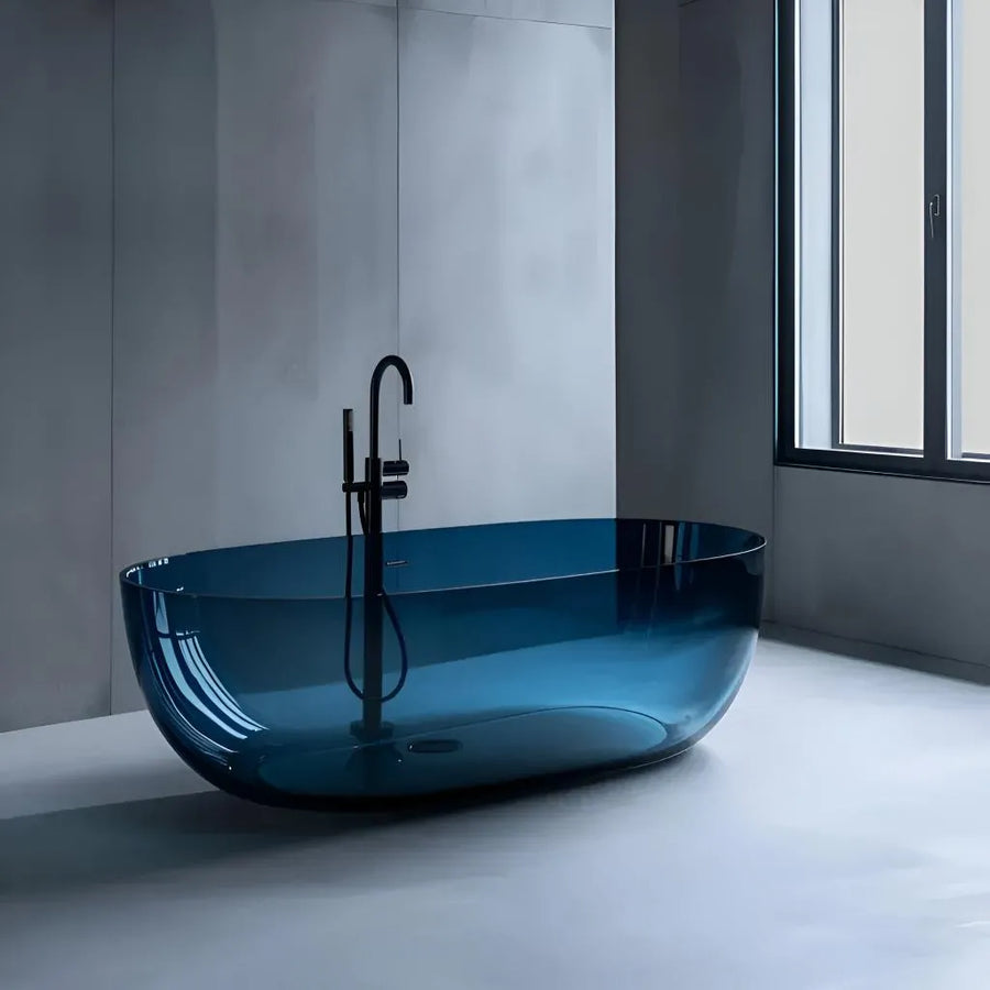 Wanna wolnostojąca, owalna, błękit nieba, żywica, 150x72x56cm