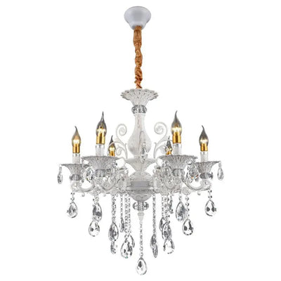 Żyrandol SANSSOUCI 6xE14 Kryształ i metal – Klasyczny design, regulowana wysokość, srebrno-biały