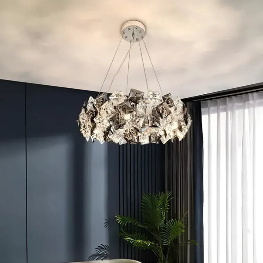 Żyrandol kryształowy Hefe 4x E27 srebrny