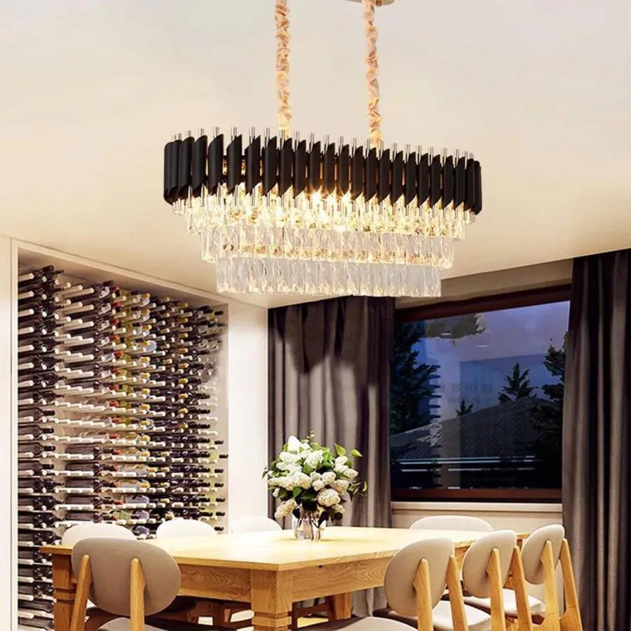 Żyrandol kryształowy VERSAILLES Regalis 10x E14, średnica 80 cm, błyszczące złoto i czerń, regulowana wysokość