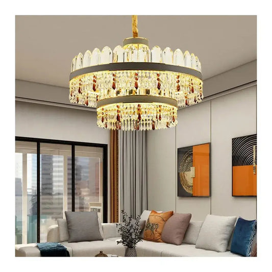 Żyrandol LED Pollux z pilotem, 300 W, średnica 75 cm, złoty, kryształowy, ściemnialny