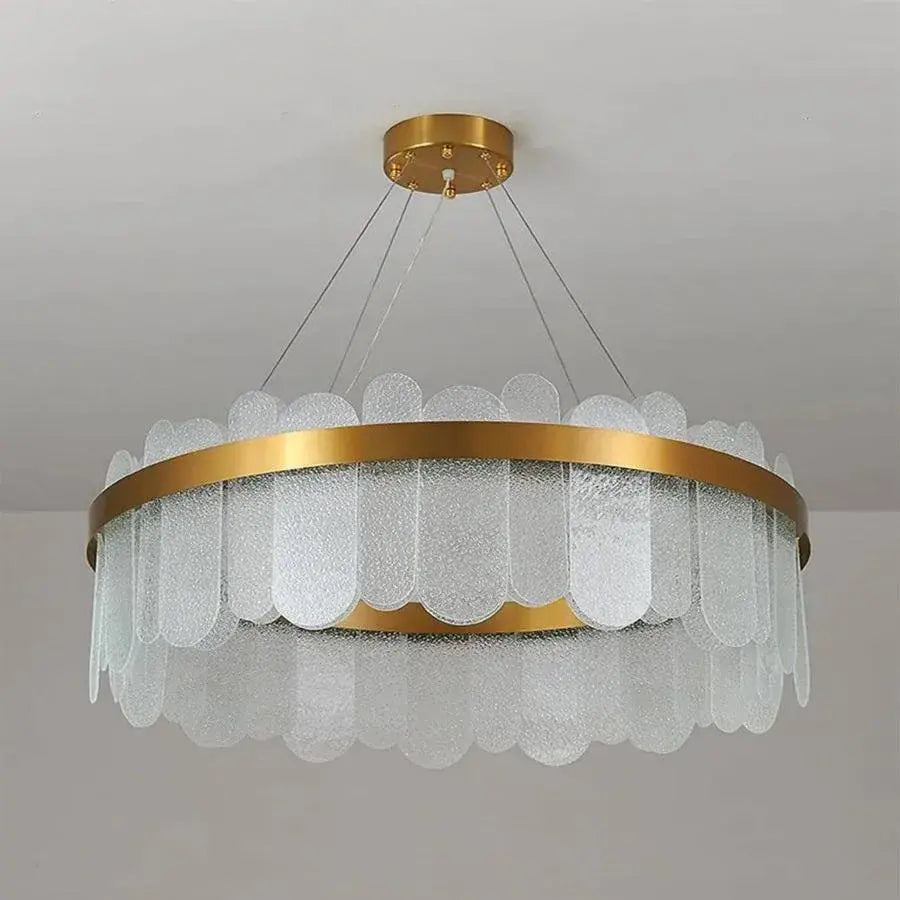 Żyrandol LED z pilotem Alonzo 93W Ściemnialny Średnica 60cm Złoty