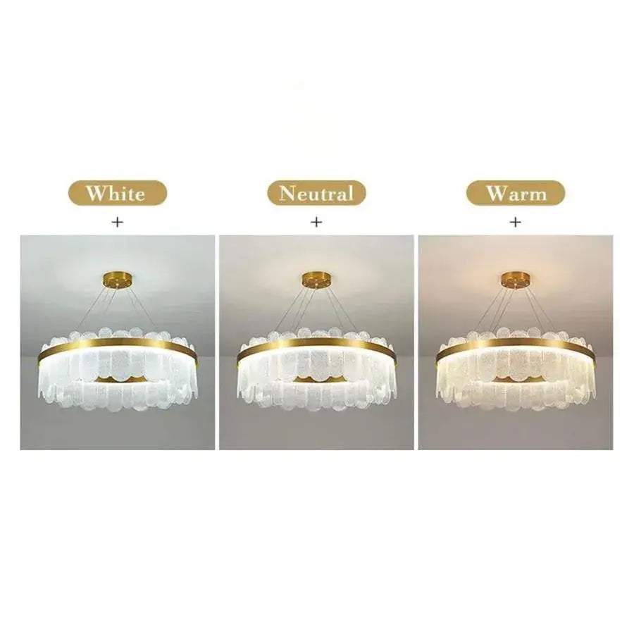 Żyrandol LED z pilotem Alonzo 93W Ściemnialny Średnica 60cm Złoty