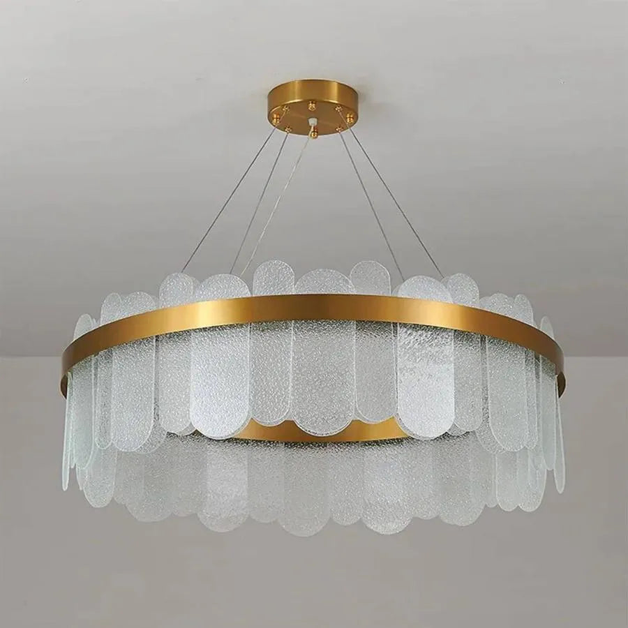 Żyrandol LED Alvaro 128W ściemnialny z pilotem, złoty