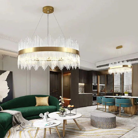 Żyrandol LED z pilotem Aurelio 133W ściemnialny złoty