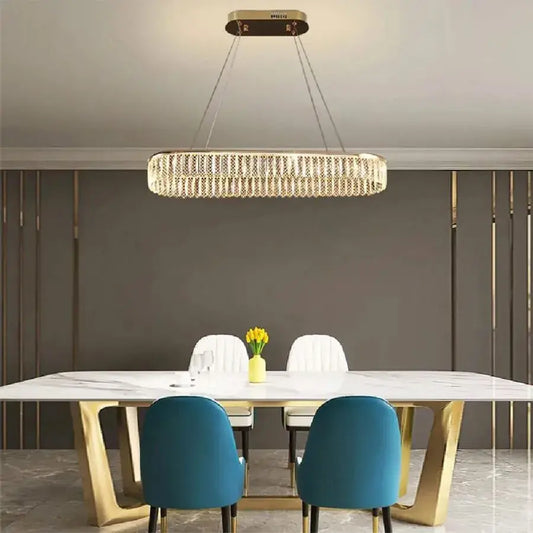 Żyrandol LED z pilotem Zimar 80W, średnica 80cm złoty