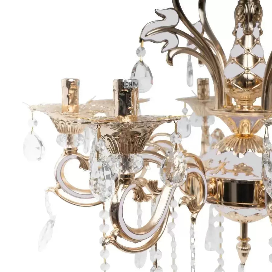 Żyrandol Ludovico, 8*E14, Złoto, Metal i Kryształ