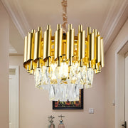 VERSAILLES Petito kryształowy żyrandol 3xE14, średnica 30cm, złoty, regulowana wysokość