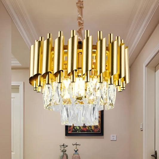 VERSAILLES Petito kryształowy żyrandol 3xE14, średnica 30cm, złoty, regulowana wysokość