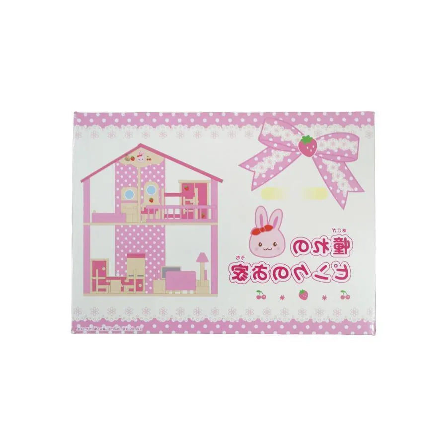 Domek dla lalek, 32 elementy, różowy i kremowy, drewno