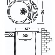 Zlew kuchenny Angora, 57*47 cm, Kwarc, Satyna, 570/470AG