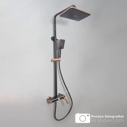 Kolumna prysznicowa, mosiądz sanitarny, czarny z różowym złotem, baterie i kolumny prysznicowe 10010H-M Tytuł domyślny Alessandro Design
