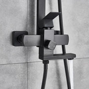 Kolumna prysznicowa, stal nierdzewna, głowica kwadratowa, efekt deszczu, 3 funkcje, montaż ścienny, satynowa czerń, akcesoria w zestawie, HS007