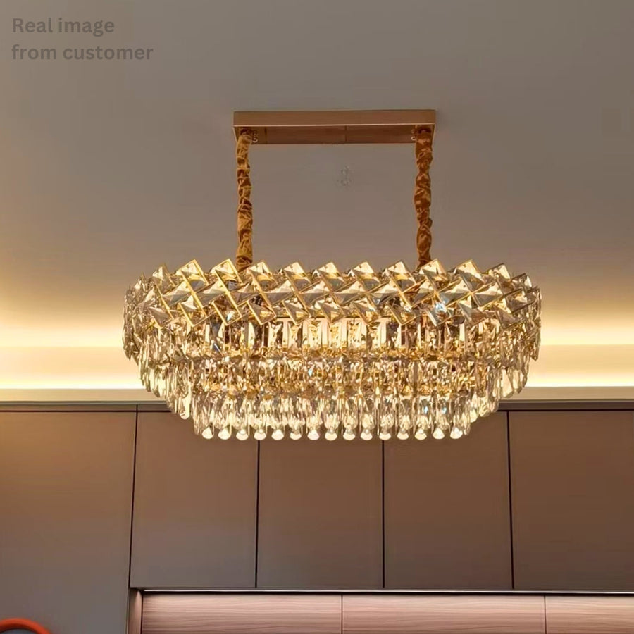 Żyrandol kryształowy WINDSOR Regalis 10x E14, średnica 85 cm, błyszczące złoto, regulowana wysokość