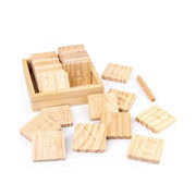 Pudełko edukacyjne, alfabet poznawczy, 30 elementów, drewno