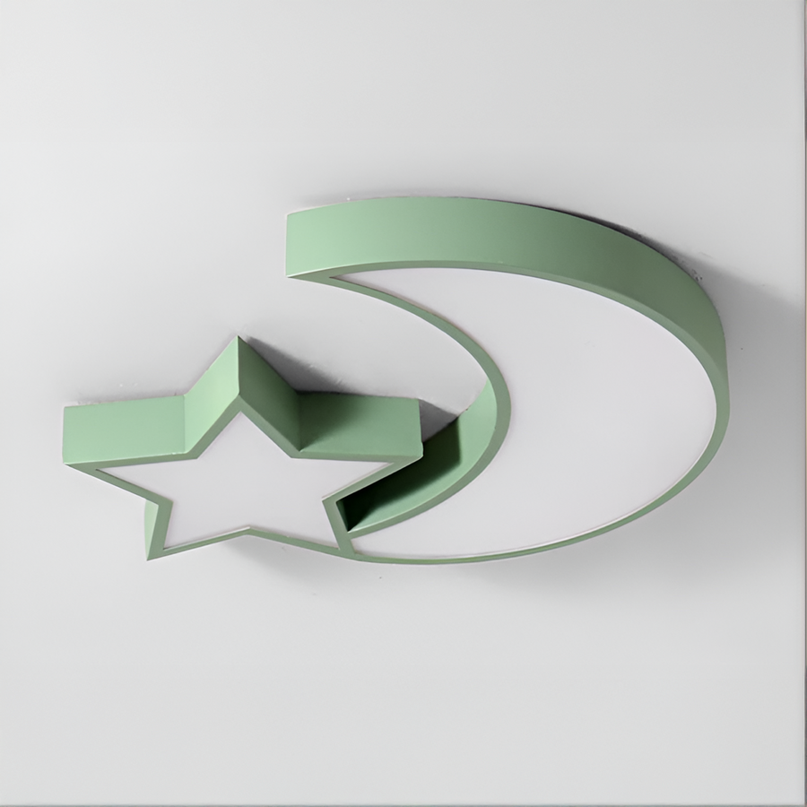 Żyrandol LED Sofia, 34 W, zielony akryl, kształt księżyca i gwiazdy, 3000 K/4000 K/6000 K