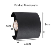 Fantas Lampa ścienna LED do użytku wewnątrz i na zewnątrz, 2 źródła x 1 W, IP65, metaliczna, czarna, 3000 K