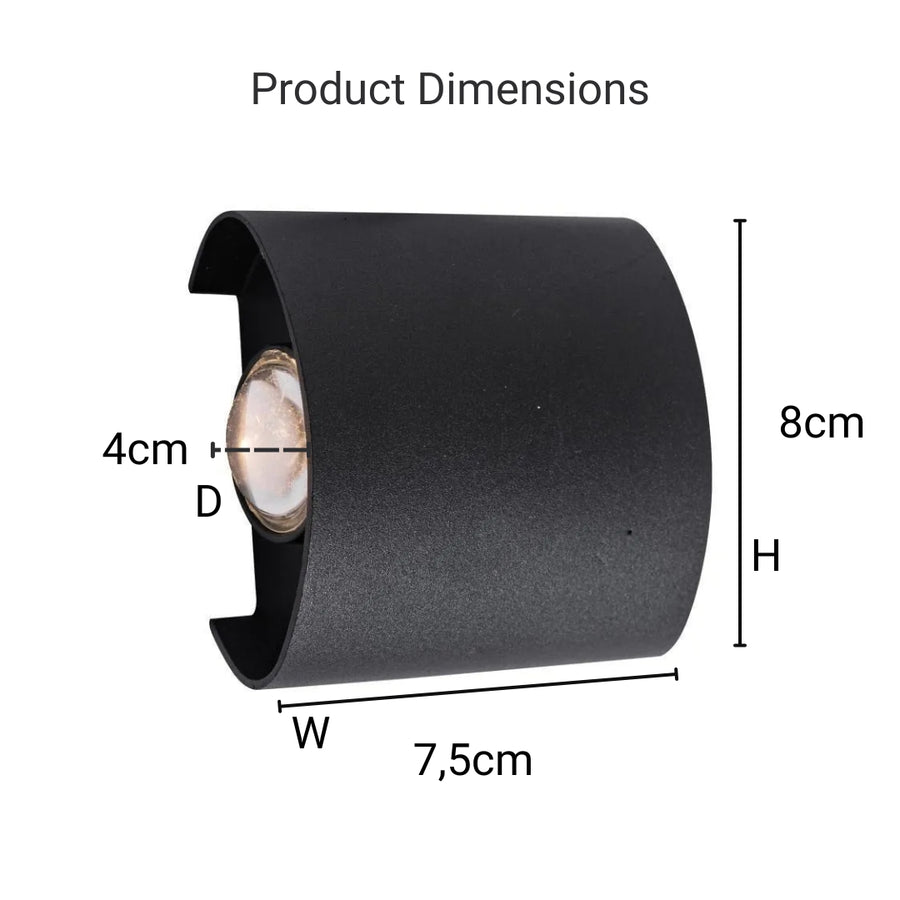Fantas Lampa ścienna LED do użytku wewnątrz i na zewnątrz, 2 źródła x 1 W, IP65, metaliczna, czarna, 3000 K