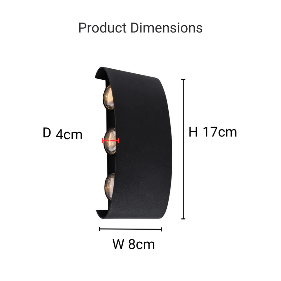 Fantas Kinkiet zewnętrzny i wewnętrzny LED, 6 źródeł x 1 W, IP65, metaliczny, czarny, 3000 K