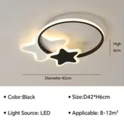 Żyrandol LED SANDRINA 106W z pilotem, gwiazda, światło zimne/ciepłe/neutralne, ściemnialny, czarno-biały