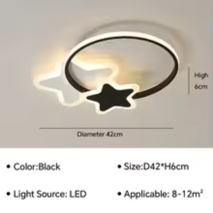 Żyrandol LED SANDRINA 106W z pilotem, gwiazda, światło zimne/ciepłe/neutralne, ściemnialny, czarno-biały