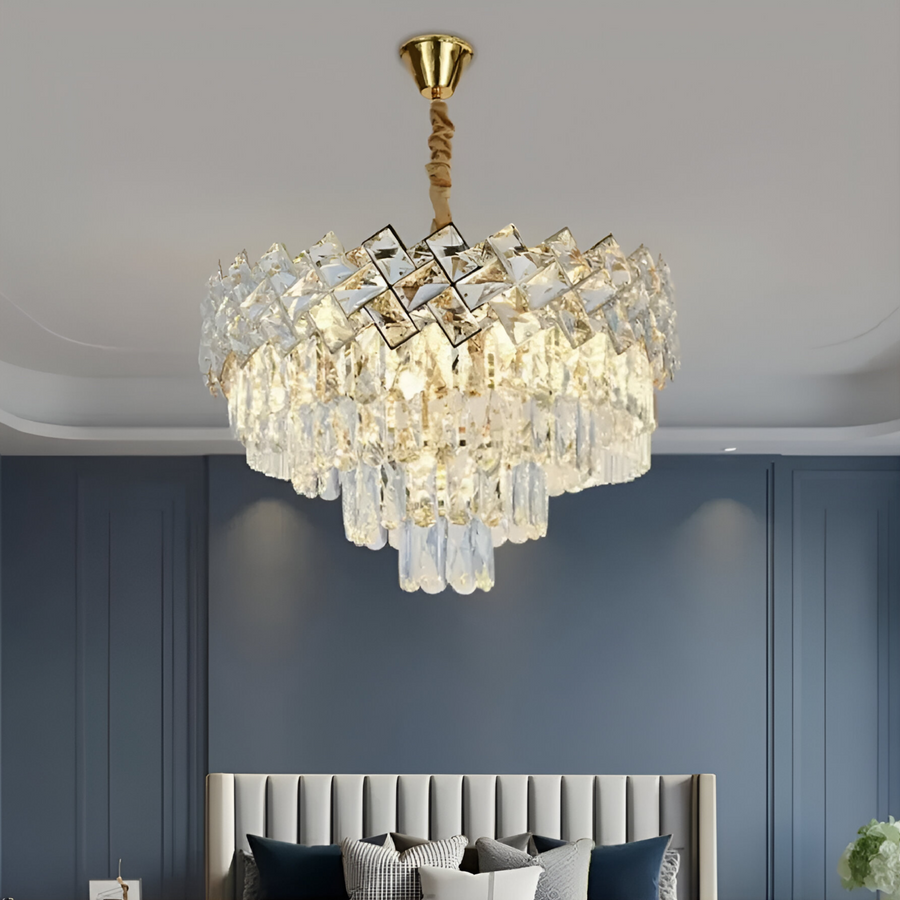 Żyrandol kryształowy WINDSOR Nobile 5xE14, średnica 40 cm, błyszczące złoto, regulowana wysokość