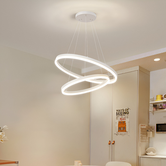 LED żyrandol LED zawieszony z pilotem Christine, 69W, 2 kół, zimno/gorące/neutralne światło, niestabilne, białe, regulowana wysokość