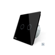 Bezprzewodowy przełącznik dotykowy, podwójny, czarny, szkło hartowane, Livolo