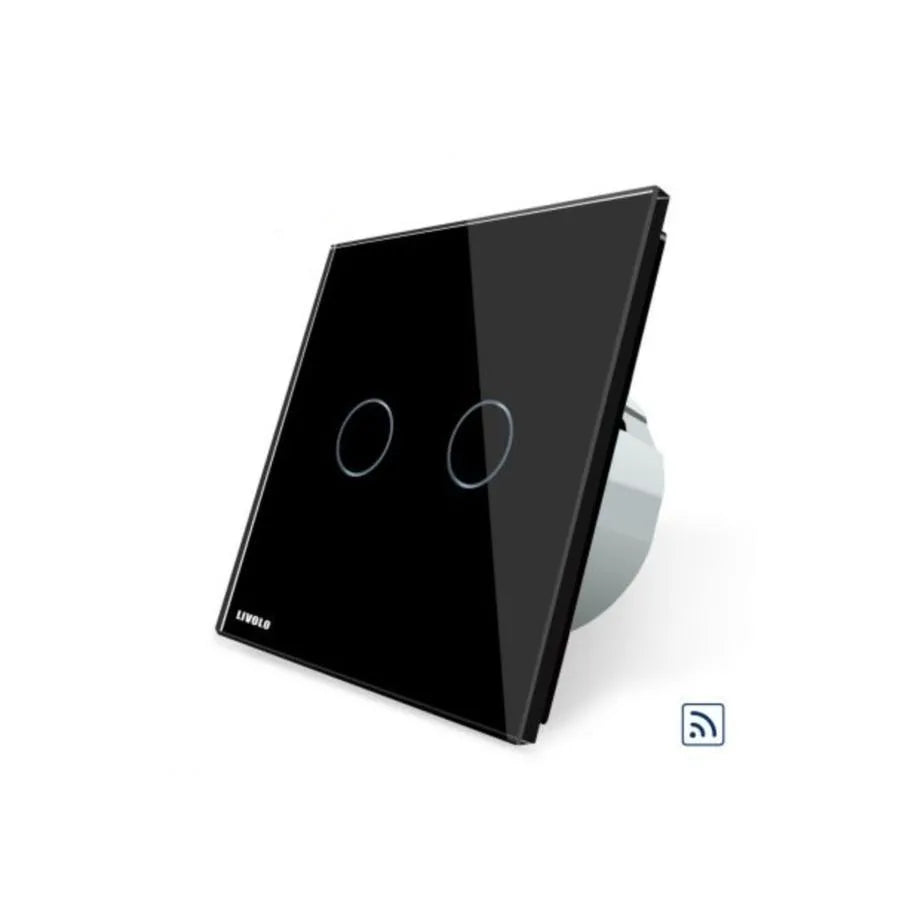 Bezprzewodowy przełącznik dotykowy, podwójny, czarny, szkło hartowane, Livolo