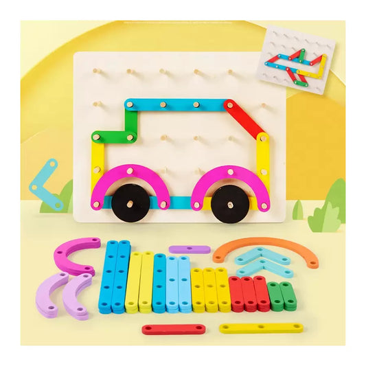 Montessori Drewniana Geoboard Gra Struktura Zaklęcia Litery Cyfry