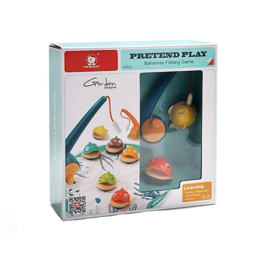 Gra Mały Rybak z Wielokolorowymi Rybami, 9 Elementów, Drewno i Plastik