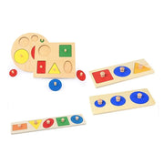 Wielokolorowa gra planszowa z figurami geometrycznymi, 6 elementów, drewno